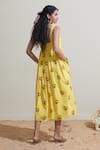 Shop_Dressfolk_Yellow Cotton Round Neck Floral Print Dress _at_Aza_Fashions