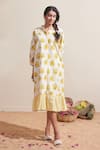 Buy_Dressfolk_Ivory Cotton Collared Floral Print Dress 