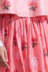 Dressfolk_Pink Chanderi Halter Neck Floral Top And Skirt Set _Online_at_Aza_Fashions