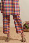 Dressfolk_Cotton Mandarin Collar Multi Color Checked Kurta And Pant Set _at_Aza_Fashions