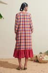 Shop_Dressfolk_Multi Color Cotton Split V-neck Checked Dress With Inner Slip _at_Aza_Fashions