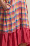 Dressfolk_Multi Color Cotton Split V-neck Checked Dress With Inner Slip _Online_at_Aza_Fashions