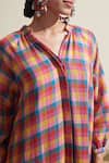Buy_Dressfolk_Multi Color Cotton Split V-neck Checked Dress With Inner Slip _Online_at_Aza_Fashions