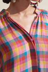 Shop_Dressfolk_Multi Color Cotton Split V-neck Checked Dress With Inner Slip _Online_at_Aza_Fashions