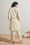 Shop_Dressfolk_Multi Color Cotton Mandarin Collar Striped Kurta And Pant Set _at_Aza_Fashions