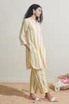 Dressfolk_Multi Color Cotton Mandarin Collar Striped Kurta And Pant Set _at_Aza_Fashions