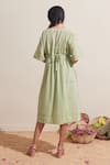 Shop_Dressfolk_Green Cotton V-neck Check Tunic Dress _at_Aza_Fashions