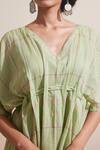 Buy_Dressfolk_Green Cotton V-neck Check Tunic Dress _Online_at_Aza_Fashions