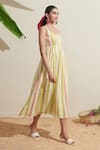 Dressfolk_Multi Color Cotton Scoop Neck Striped Dress _Online_at_Aza_Fashions