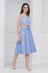 Buy_Mai Tai_Sky Blue Cotton Fabric Flowers, Embroidery Round Neck Floral Skirt Set _Online_at_Aza_Fashions