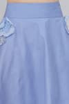 Shop_Mai Tai_Sky Blue Cotton Fabric Flowers, Embroidery Round Neck Floral Skirt Set 