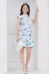 Buy_Mai Tai_Blue Cotton Embroidery Round Neck White Lace Dress _Online_at_Aza_Fashions