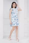 Shop_Mai Tai_Blue Cotton Embroidery Round Neck White Lace Dress _Online_at_Aza_Fashions
