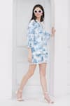 Buy_Mai Tai_Blue Cotton Embroidery V-neck Ice Co-ord Set _Online_at_Aza_Fashions