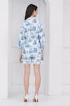 Shop_Mai Tai_Blue Cotton Embroidery V-neck Ice Co-ord Set _at_Aza_Fashions