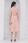 Shop_Mai Tai_Peach Cotton Embroidery Collared Skirt Set _at_Aza_Fashions