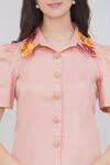 Buy_Mai Tai_Peach Cotton Embroidery Collared Skirt Set 
