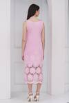 Shop_Mai Tai_Pink Cotton Embroidery Square Neck Crochet Dress _at_Aza_Fashions