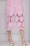 Mai Tai_Pink Cotton Embroidery Square Neck Crochet Dress _at_Aza_Fashions