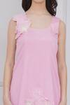 Buy_Mai Tai_Pink Cotton Embroidery Square Neck Crochet Dress 