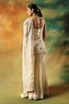 Meenagurnam_Ivory Tissue, Chinon Embroidery, Beads Round Neck Kurta Sharara Set _Online_at_Aza_Fashions