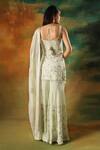 Meenagurnam_Green Georgette, Viscose Embroidery, Sequins Scoop Pista Kurta Sharara Set _Online_at_Aza_Fashions