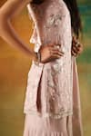 Buy_Meenagurnam_Lilac Viscose, Georgette Embroidery, Sequins Round Neck Sharara Set 
