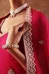 Shop_Meenagurnam_Magenta Georgette, Viscose Embroidery Scoop Neck Kurta Sharara Set _Online_at_Aza_Fashions
