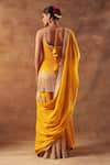 Meenagurnam_Yellow Georgette, Viscose Embroidery, Beads V-neck Sharara Kurta Set _Online_at_Aza_Fashions