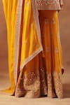 Meenagurnam_Yellow Georgette, Viscose Embroidery, Beads V-neck Sharara Kurta Set _at_Aza_Fashions