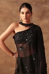 Buy_Meenagurnam_Black Georgette, Viscose Sequins, Embroidery, Cut Cutdana Embellished Kurta Set 