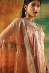 Meenagurnam_Blush Sequins, Embroidery Round Neck Gold Kurta Set _at_Aza_Fashions
