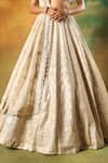 Meenagurnam_Gold Tissue Sequins, Mirrors V-neck Designer Embellished Lehenga Set _at_Aza_Fashions