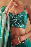 Shop_Meenagurnam_Blue Net, Georgette, Jacquard, Viscose Mirrors Round Designer Work Lehenga Set 