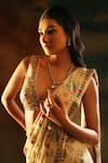 Buy_Meenagurnam_Ivory Net, Georgette Beads, Embroidery Round Neck Designer Saree Set _Online_at_Aza_Fashions