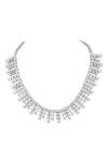 Prihan Luxury Jewelry_White Stones Rhodium Plated Necklace And Earring Set _Online_at_Aza_Fashions