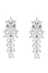 Shop_Prihan Luxury Jewelry_White Stones Rhodium Plated Necklace And Earring Set _Online_at_Aza_Fashions