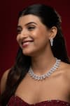 Buy_Prihan Luxury Jewelry_White Stones Rhodium Plated Necklace And Earring Set _at_Aza_Fashions