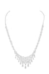 Prihan Luxury Jewelry_White Crystals Rhodium Plated Necklace And Earring Set _Online_at_Aza_Fashions