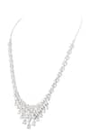 Buy_Prihan Luxury Jewelry_White Crystals Rhodium Plated Necklace And Earring Set _Online_at_Aza_Fashions