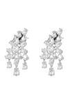 Prihan Luxury Jewelry_White Crystals Rhodium Plated Necklace And Earring Set _at_Aza_Fashions