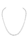 Prihan Luxury Jewelry White Rhodium Plated Necklace And Earring Set Online at Aza Fashions Prihan Luxury Jewelry_White Rhodium Plated Necklace And Earring Set _Online_at_Aza_Fashions