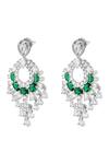 Buy_Prihan Luxury Jewelry_White Crystals Emerald And Designer Necklace Set _Online_at_Aza_Fashions