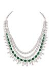 Prihan Luxury Jewelry_White Crystals Emerald And Designer Necklace Set _at_Aza_Fashions