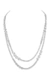 Prihan Luxury Jewelry_White Crystals, Rhinestones Rhodium Plated Necklace And Earrings Set _Online_at_Aza_Fashions