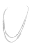 Buy_Prihan Luxury Jewelry_White Crystals, Rhinestones Rhodium Plated Necklace And Earrings Set _Online_at_Aza_Fashions