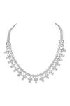 Prihan Luxury Jewelry_White Diamonds Rhodium Plated Necklace And Earring Set _Online_at_Aza_Fashions