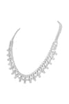 Buy_Prihan Luxury Jewelry_White Diamonds Rhodium Plated Necklace And Earring Set _Online_at_Aza_Fashions