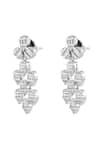 Shop_Prihan Luxury Jewelry_White Diamonds Rhodium Plated Necklace And Earring Set _Online_at_Aza_Fashions