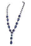 Prihan Luxury Jewelry_Blue Gemstones Rhodium Plated Necklace And Earring Set _Online_at_Aza_Fashions